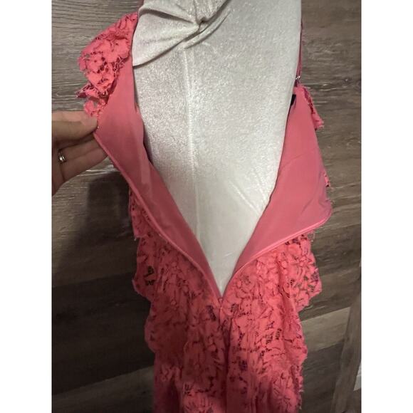NBD Revolve Lace Mini Dress V-Neck Pink Halter Back Party Prom Cocktail - Picture 7 of 12